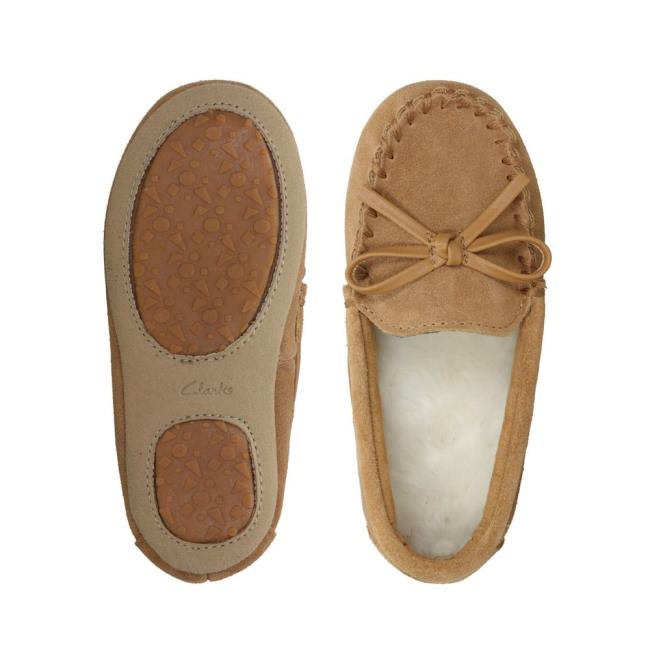 Pantuflas Clarks Crackling Flo Niña Marrom | CLK127KXG