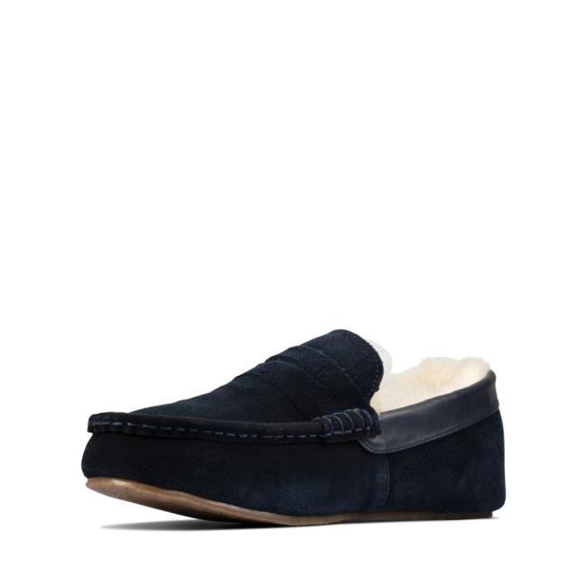 Pantuflas Clarks Kite Warm Hombre Azul Marino | CLK680MVF