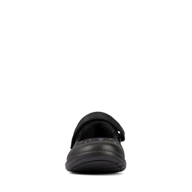 Zapatos Escolares Clarks Etch Bright Kid Niña Negros | CLK927IWQ