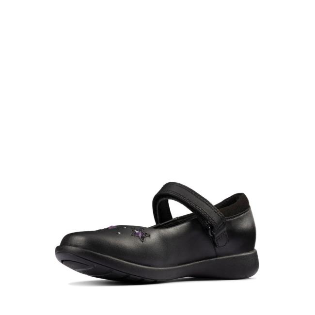 Zapatos Escolares Clarks Etch Bright Kid Niña Negros | CLK927IWQ