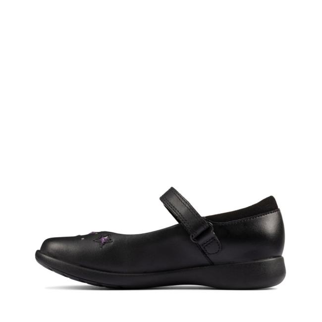 Zapatos Escolares Clarks Etch Bright Kid Niña Negros | CLK927IWQ