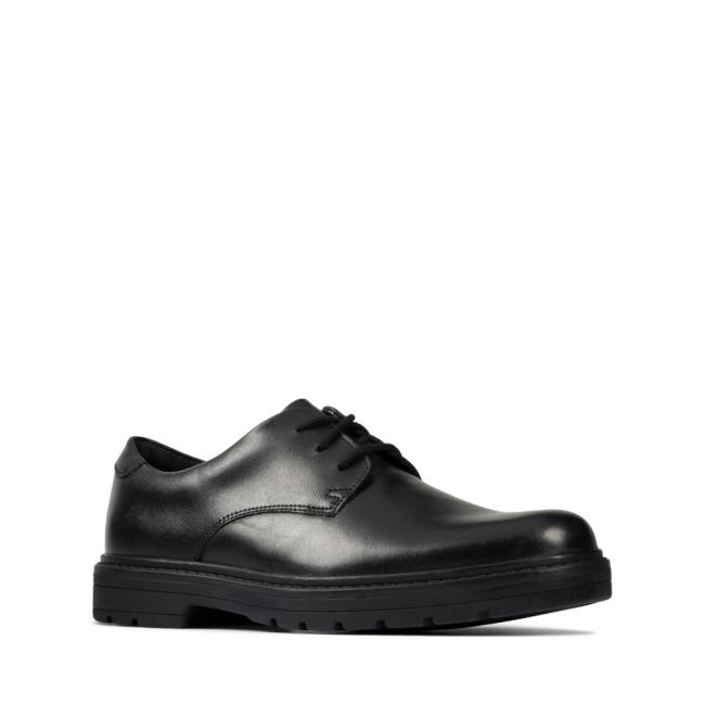 Zapatos Escolares Clarks Loxham Derby Youth Niña Negros | CLK905YZJ