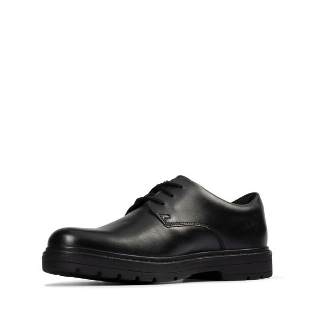 Zapatos Escolares Clarks Loxham Derby Youth Niña Negros | CLK905YZJ