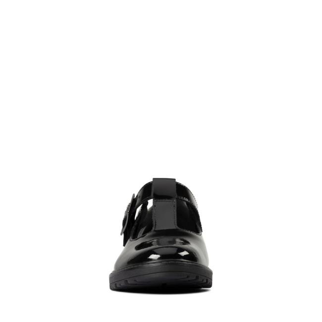 Zapatos Escolares Clarks Loxham Shine Youth Niña Negros | CLK386MJP