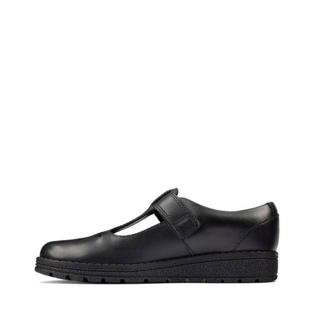 Zapatos Escolares Clarks Mendip Joy Kid Niña Negros | CLK384SIO