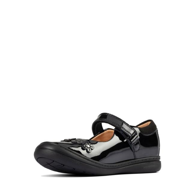 Zapatos Escolares Clarks Scooter Jump Kid Niña Negros | CLK521OLG