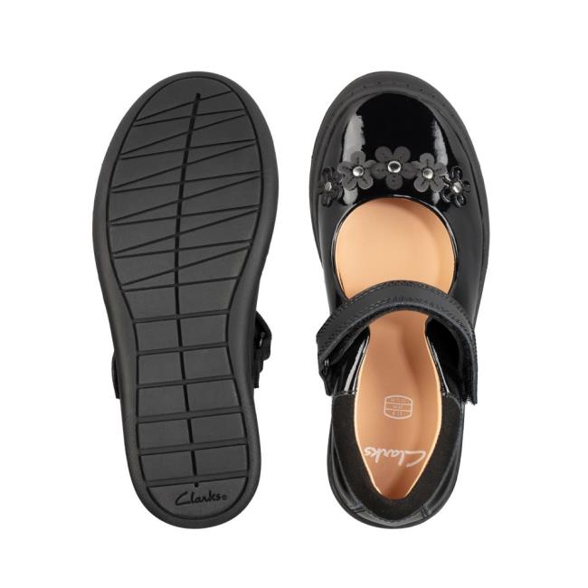 Zapatos Escolares Clarks Scooter Jump Kid Niña Negros | CLK521OLG