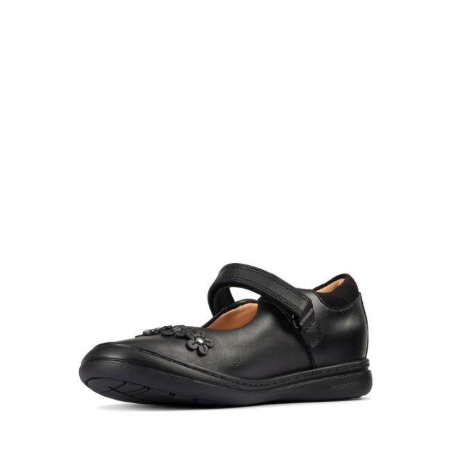 Zapatos Escolares Clarks Scooter Jump Kid Niña Negros | CLK713QIH