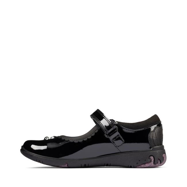 Zapatos Escolares Clarks Sea Shimmer Kid Niña Negros | CLK186KTZ