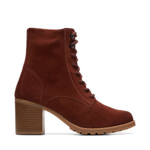 Botines Clarks Clarkwell Encaje Mujer Marrom | CLK598VEF