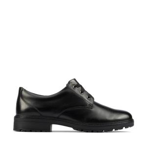 Zapatos Escolares Clarks Dempster Encaje Youth Niña Negros | CLK734MWH